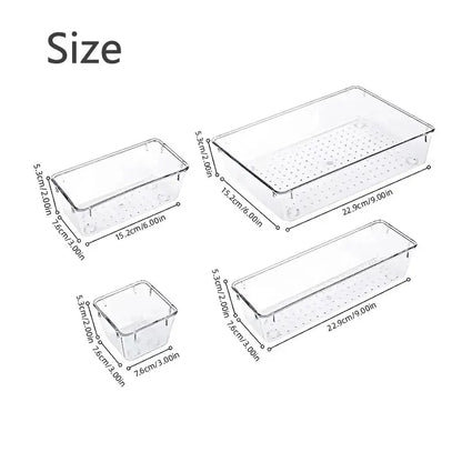 7/14 Pcs Drawer Organizers Set Clear Plastic Desk Dividers Bins Bedroom Dresser Office Storage Box for Makeup Jewelries Gadgets