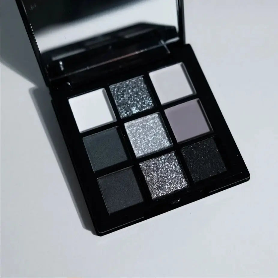 9 Color Portable Eyeshadow Palette Waterproof Pigmented Matte Smoky Gothic Dark Black Shiny Eye Makeup
