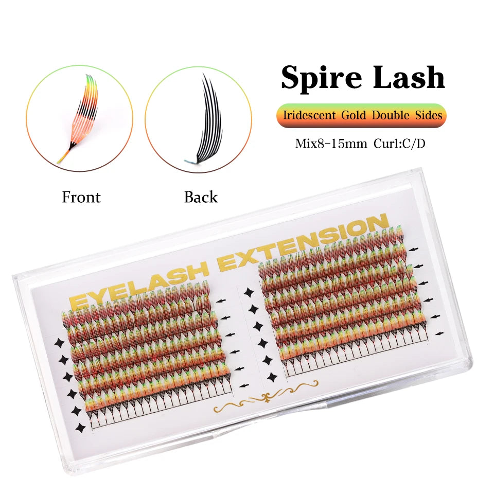 RUJADE New Colorful Shiny Manga Comic Spire Lashes Tinsel Anime Eyelash Extension Premade Fans Feather Shape Party Makeup Lashes