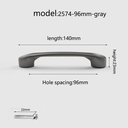 Aluminum alloy cabinet handle, gray wardrobe handle, makeup table handle, 96mm/128mm storage room cabinet handle