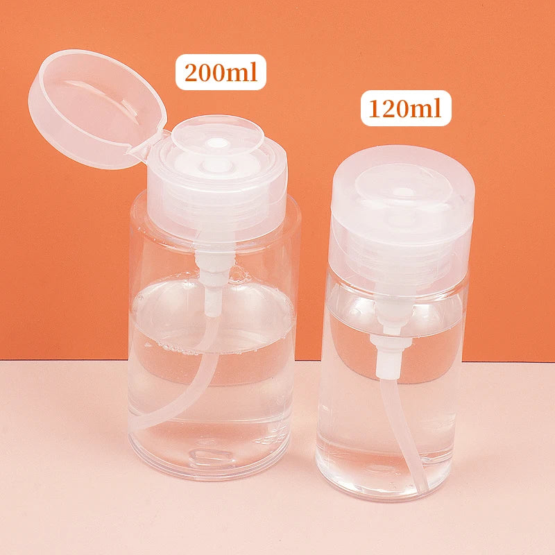 1 Pcs Refillable Bottles Push-type Bottling Empty Pump Dispenser Bottle for Nail Polish and Makeup Remover Bottle Packaging