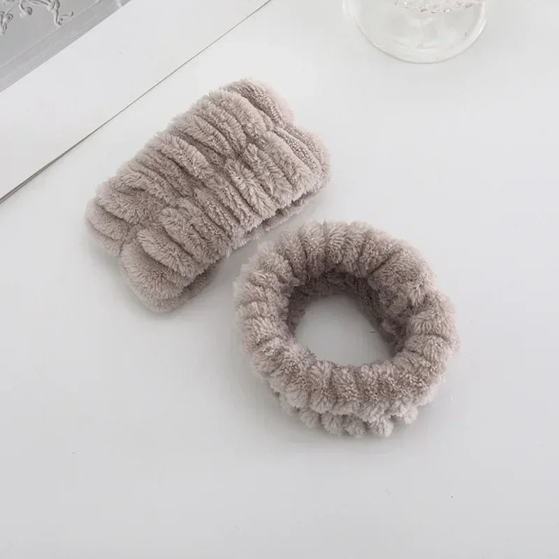 Women Makeup Coral Fleece Headband Wash Face Soft Hair Holder Elastic Top Knot Hairbands Girl Headwear Hair Accessories