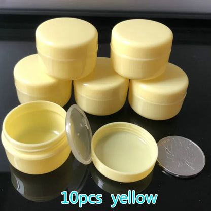 10pcs/set 10g Refillable Bottles Plastic Empty Makeup Jar Pot Travel Face Cream Lotion Cosmetic Container 5 Colors Bead Storage