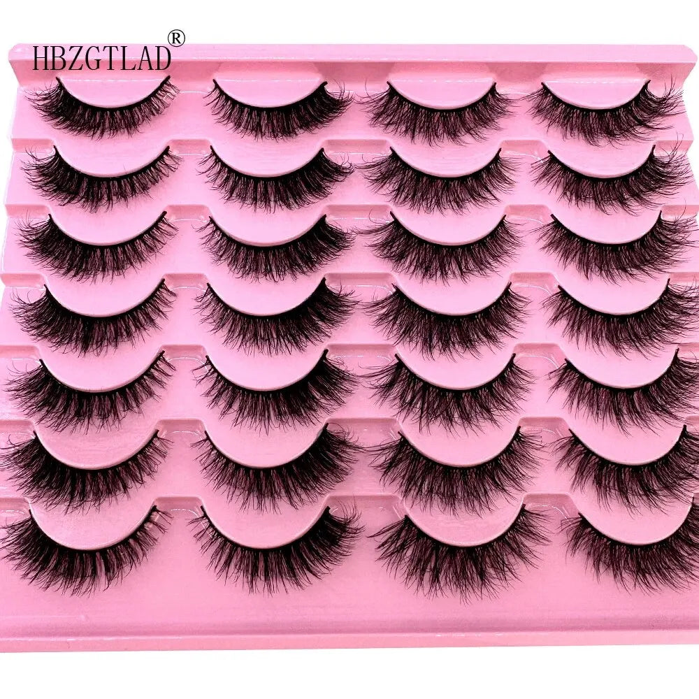 New 14Pairs 3D Faux Mink False Eyelashes Natural Messy EyeLashes Crisscross Wispy Fluffy Lashes Extension Makeup Fake Eyelashes