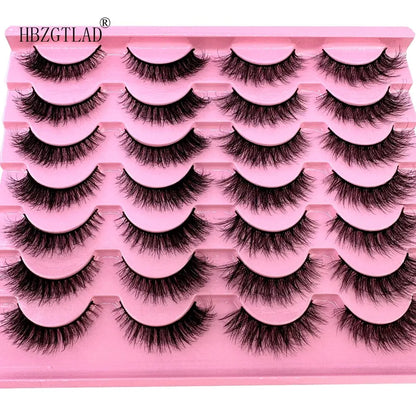 New 14Pairs 3D Faux Mink False Eyelashes Natural Messy EyeLashes Crisscross Wispy Fluffy Lashes Extension Makeup Fake Eyelashes