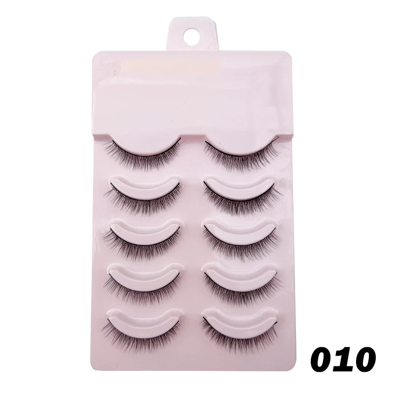Natural Lashes 5/10 Pairs Eyelashes 3D Mink Lashes Manga Lashes Strip Lashes Band Soft Light False Eyelashes Makeup