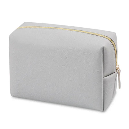 Women Cosmetic Bag Waterproof PU Leather Solid Color Makeup Pouch Travel Portable Wash Toiletry Storage Bag Organizer Purse 2023