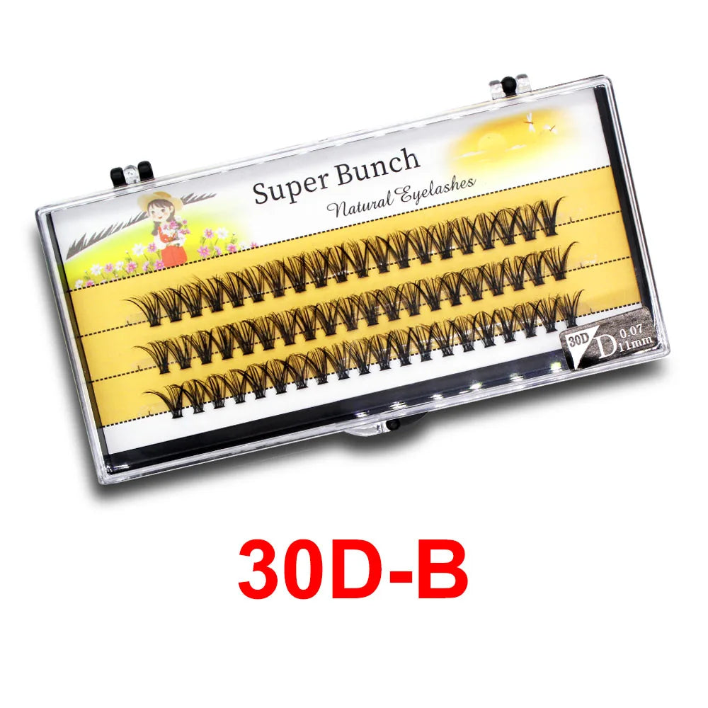 Super Bunch Wide Base 30D/40D/60D/80D Individual Eyelashes Cluster Russia Volume Eyelash Extension False Silk Lashes Makeup Tool