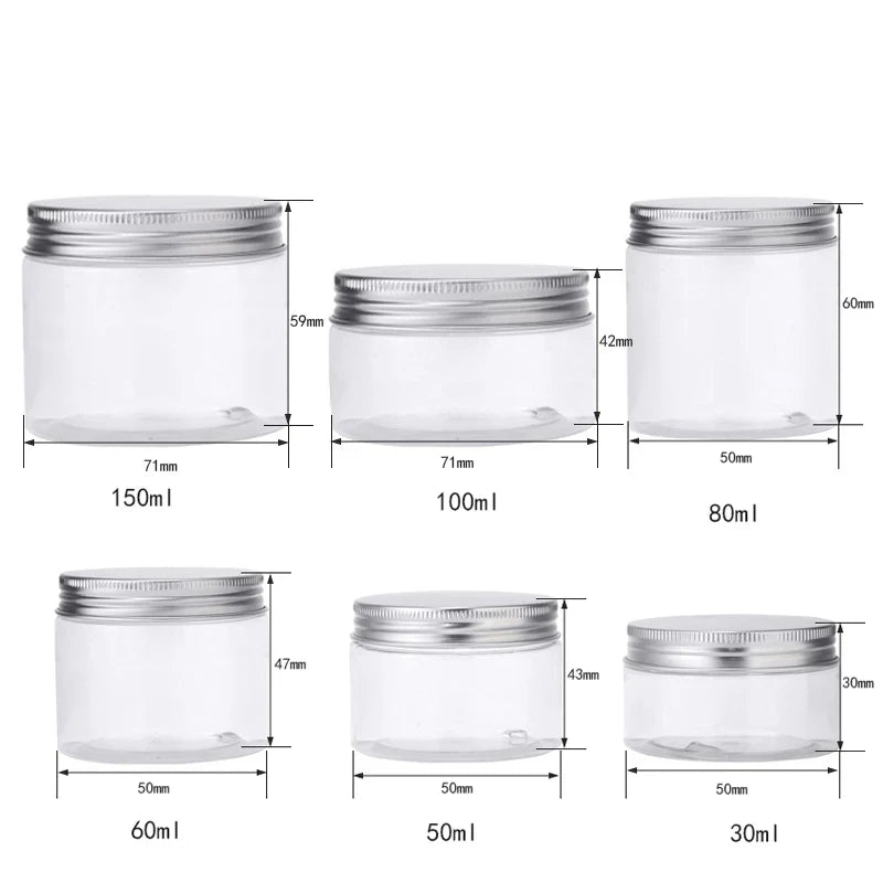 12pcs 30/50/60/80/100/150ml Plastic Container Empty Clear Cosmetic Jars Cream Sample Pot Makeup Food Storage Jar дорожный набор