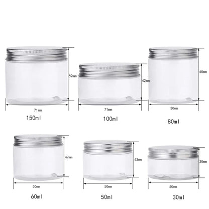 12pcs 30/50/60/80/100/150ml Plastic Container Empty Clear Cosmetic Jars Cream Sample Pot Makeup Food Storage Jar дорожный набор