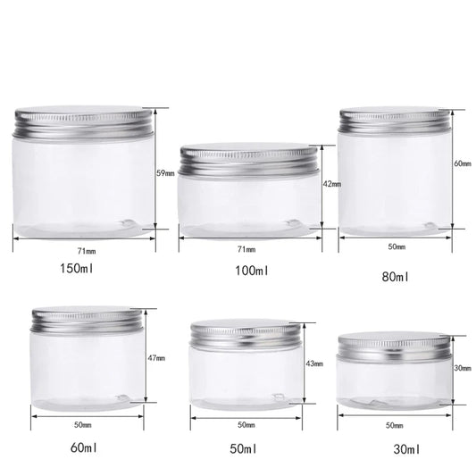 12pcs 30/50/60/80/100/150ml Plastic Container Empty Clear Cosmetic Jars Cream Sample Pot Makeup Food Storage Jar дорожный набор