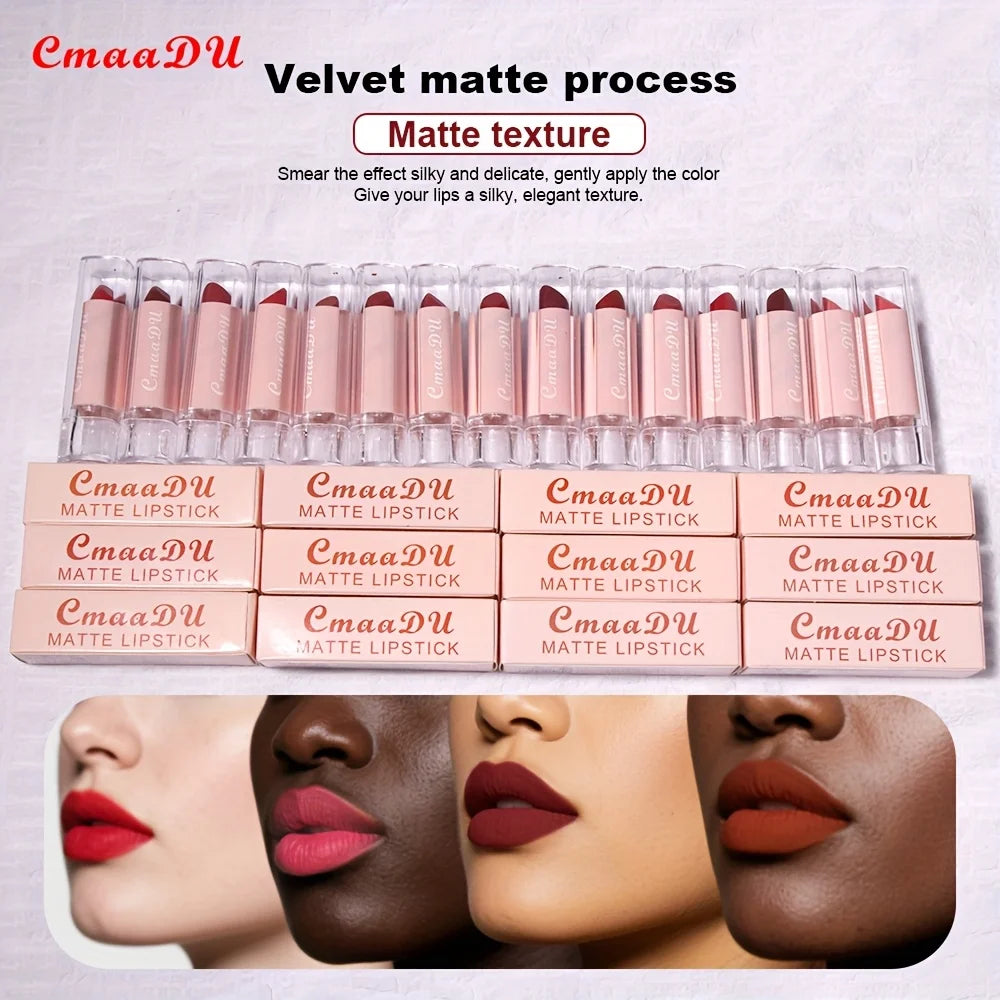 1 Pcs Velvet Matte Lipstick Long-Lasting Non-Stick Cup Waterproof Moisturizing Lip Gloss Fashion Classic Shades For Daily & Date