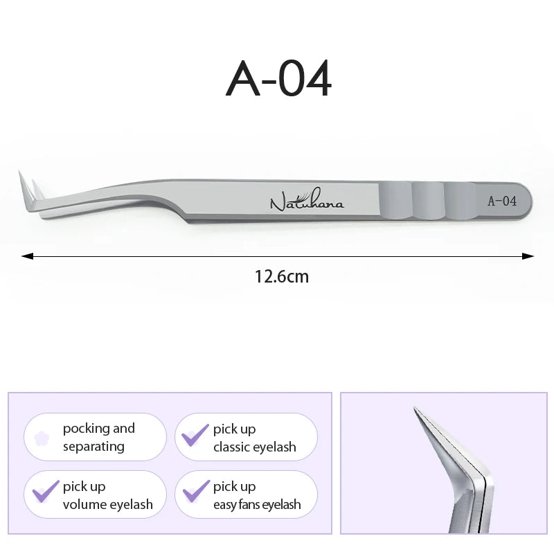 NATUHANA Professional Eyelash Extension Tweezers, High Precision Anti-Static Stainless Steel Lash Tools for Volume & Isolation