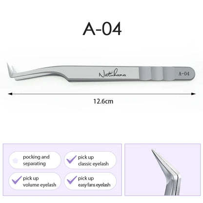 NATUHANA Professional Eyelash Extension Tweezers, High Precision Anti-Static Stainless Steel Lash Tools for Volume & Isolation