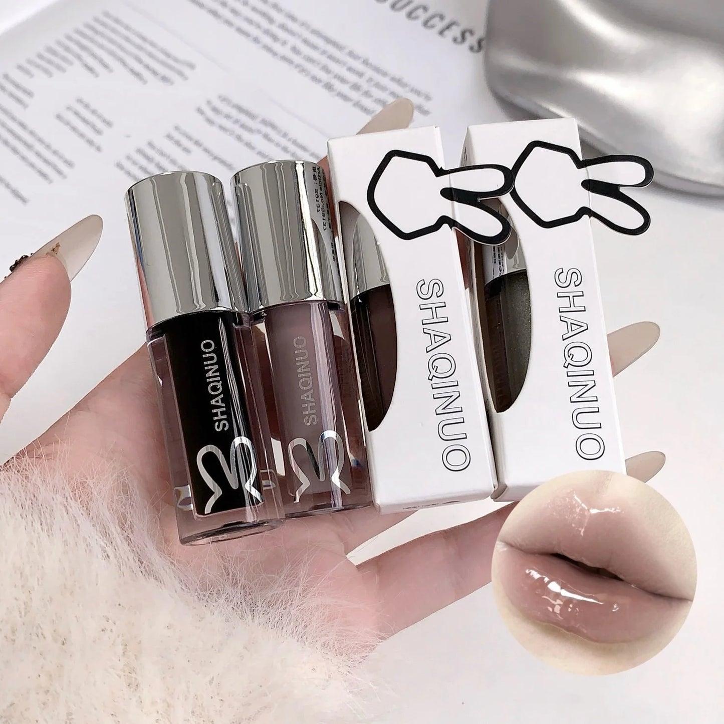 1Pc Lip Gloss Mirror Moisturizing Gothic Pure Black Silver Fine Flash Low Saturation Lip Glazed Lasting Lip Makeup Halloween