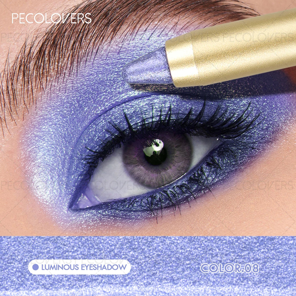 1 Pc Shimmer Eyeshadow Stick, Dual-ended Eyeshadow Pen, with Brush, Eye-catching Eye Makeup High Color Rendering, Concert Makeup