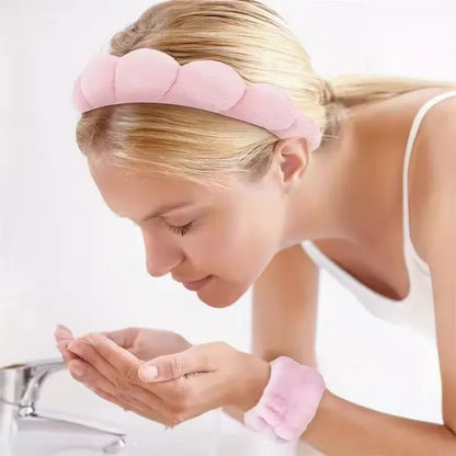 3Pcs Wash Face Headband for Women Sponge Headbands Wrist Strap Makeup Bubble Soft Hairband Girls Hair Accessories Headwear