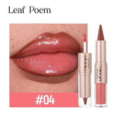 2IN1 Tapered Gradient Lipliner Pen Nude Brown Mirror Glass Lip Gloss Matte Lip Liner Waterproof Lip Contour Non Stick Makeup