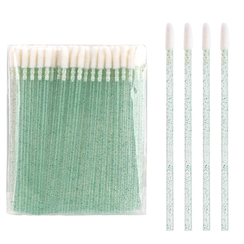 50Pcs Disposable Crystal Lip Brush Lipstick Gloss Wands Eyelash Makeup Micro Brushes Lash Extension Clean Applicator Makeup Tool