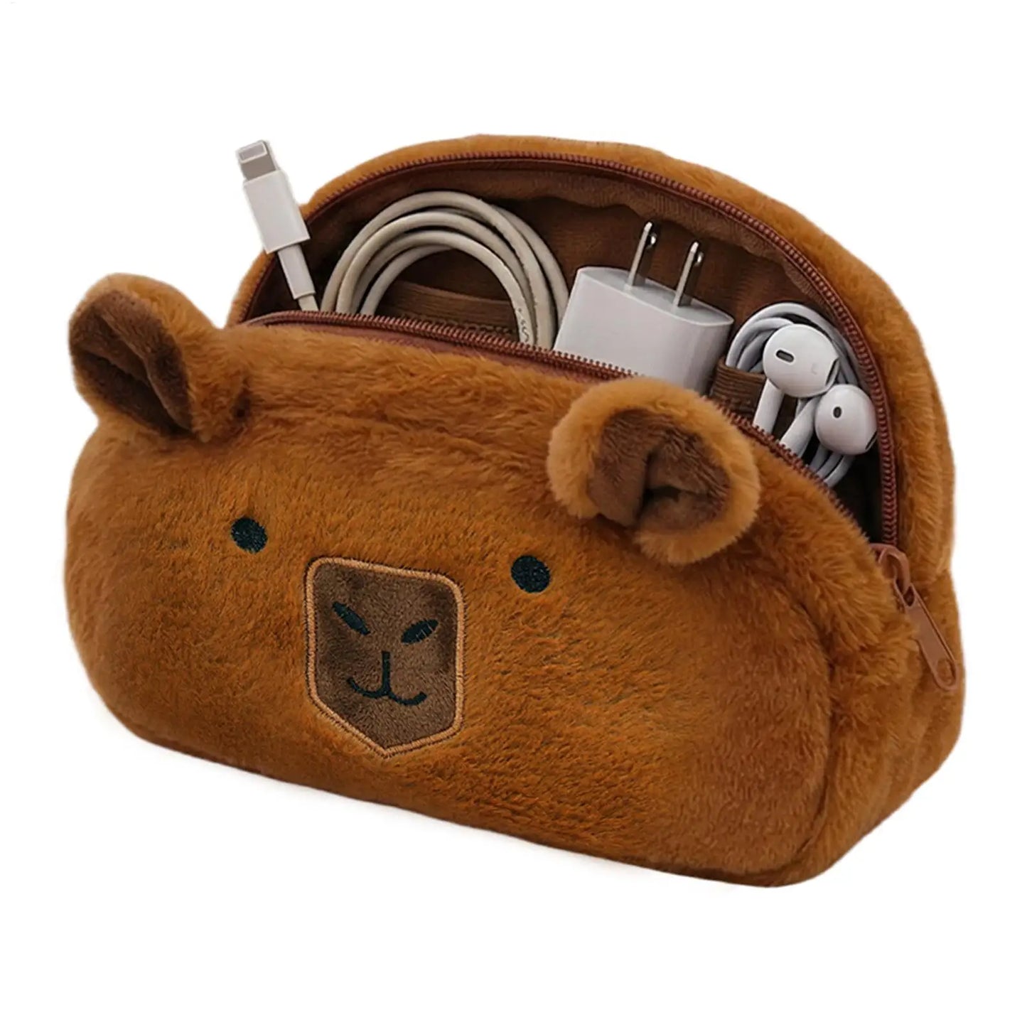 Capybara Pencil Case Cute Plush Zipper Pen Box Stationery Storage Organizer For Kids Students School, College Supplies, Gifts