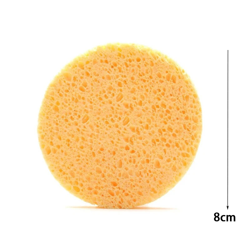 10pcs 8cm Face Round Makeup Remover Tool Natural Wood Pulp Sponge Cellulose Compress Cosmetic Puff Facial Washing Sponge