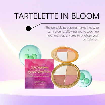 4-in-1 Blush Highlighter Palette Eye Shadow Contouring Cream Face Cheek Brightening Blush Powder Multifunction Makeup Palette