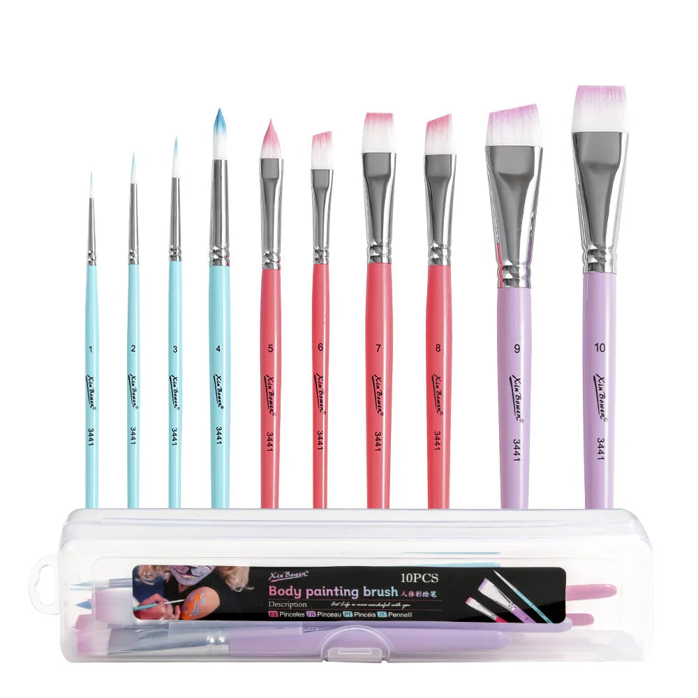 High Quality Face Body Paint Brushes Sky Blue Artist Watercolor Painting Makeup Brush Set For Kids