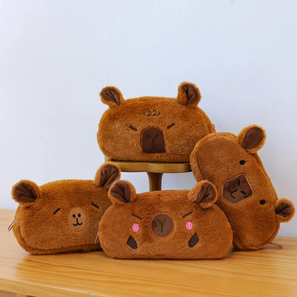 Capybara Pencil Case Cute Plush Zipper Pen Box Stationery Storage Organizer For Kids Students School, College Supplies, Gifts