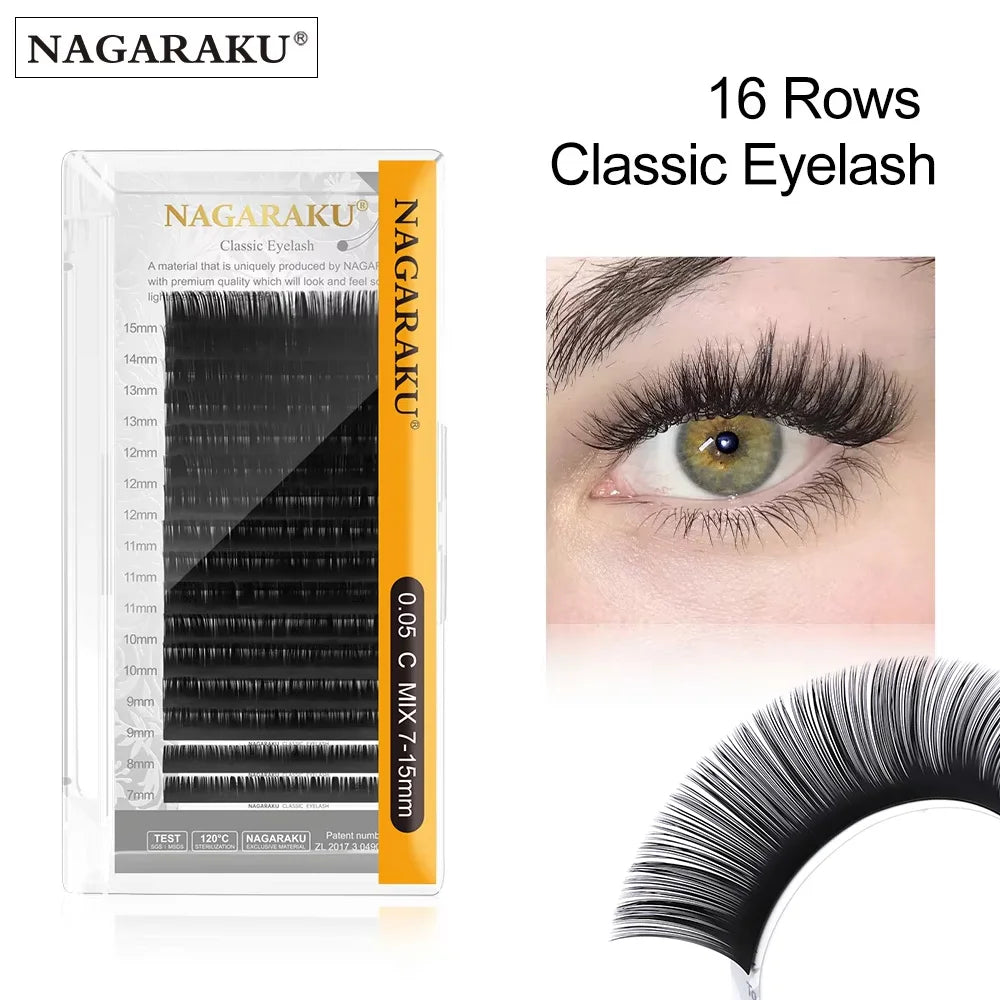 NAGARAKU 7~25mm B C D L LC LD N premium natural synthetic mink classic false eyelashes individual eyelash extensions makeup tool