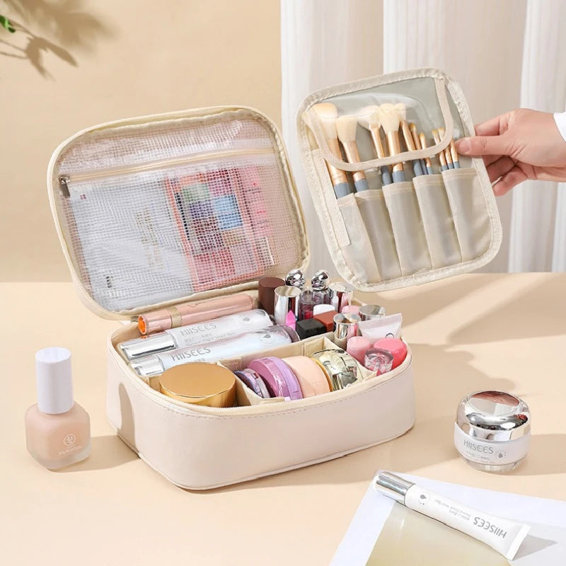 Waterproof Travel Storage Bag Large Capacity Portable Handbag with Dividers for Cosmetic Organization Makeup Bag for Outdoors