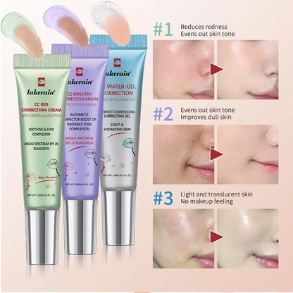 3Pcs /Set CC Cream Centella Korean Makeup Foundation Foundation Cream for Face Base Makeup Color Changing Liquid Foundation