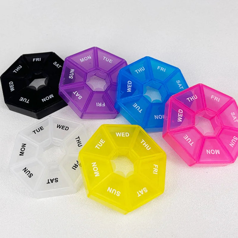 Portable Pill Box 7 Day 7 Compartments Food Grade PP Plastic Medicine Organizer Travel Pill Case