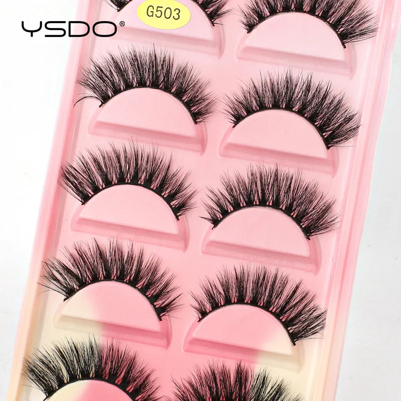 YSDO 5 Pairs Eyelashes Natural Long 3D Mink Lashes Fluffy Volume Mink False Eyelashes Cruelty Free Wispy Lashes Makeup Cilios