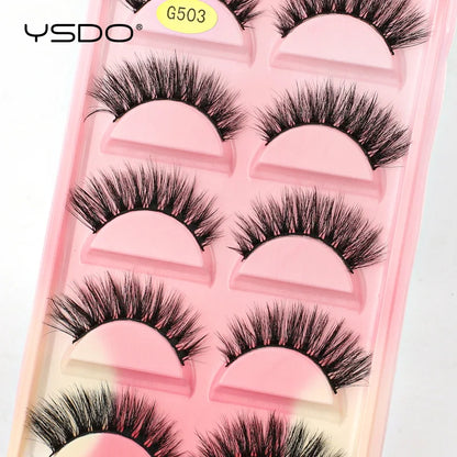 YSDO 5 Pairs Eyelashes Natural Long 3D Mink Lashes Fluffy Volume Mink False Eyelashes Cruelty Free Wispy Lashes Makeup Cilios