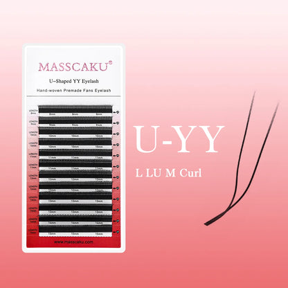 MASSCAKU L LU M Curl U Shaped Lashes 3D 4D 5D Super Soft Light Natural Eyelash Extensions High Quality Parallel Makeup Supplies
