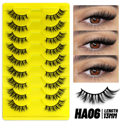 GROINNEYA Half Lashes 5/7/10 Pairs Half Lashes Soft Natural Cat Eye Lashes Makeup Tool Fake Eyelashes Extension Fluffy Faux Cils