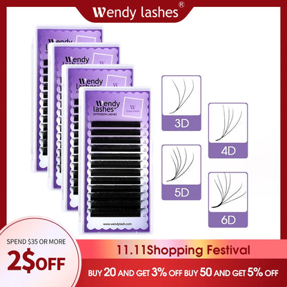 5D/6D/4D/3D W Shape Lashes Extension Automatic Flowering Premade Fan Eyelashes Makeup Supplies Wendy Lashes EyeLash Extensions