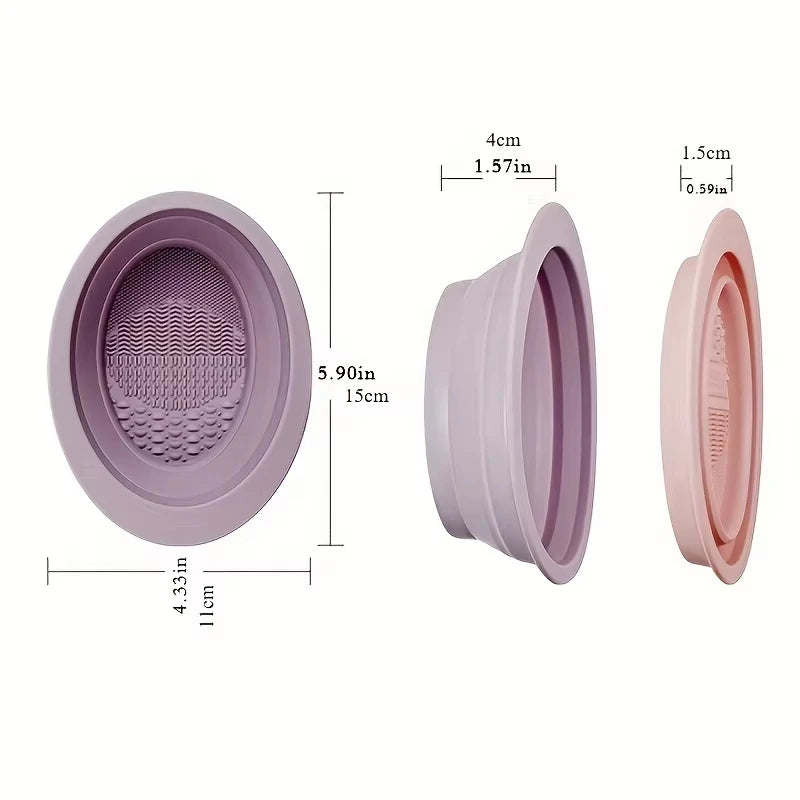 Soft Silicone Makeup Brush Cleaner Folding Powder Puff Cleaning Bowl Eyeshadow Brush Cleaning Pad Beauty Tools Portable Washing