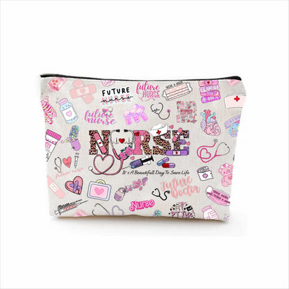 1pc Makeup Bag with A Cartoon Nurse Design Cosmetic Pouch Lightweight for International Nurses Day Storage Beauty Case