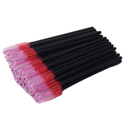 50pcs Disposable Mixed Color Eyelash Brushes Crystal Eye Lash Mascara Wands Glitter Lash Comb Spoolies Micro Makeup Applicators