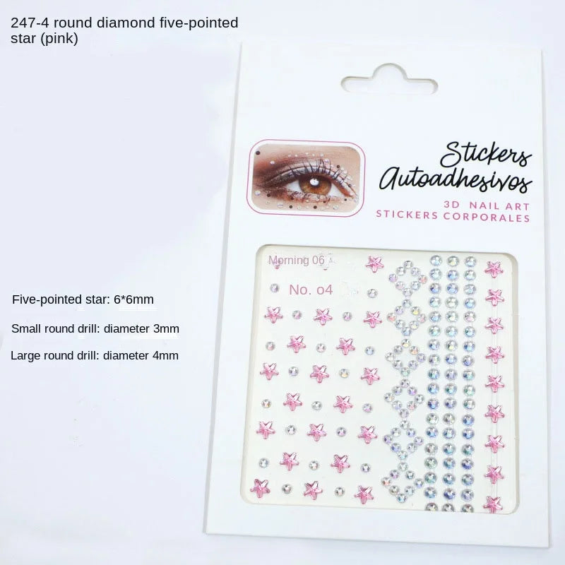 Karsyngirl 1 Sheet Eye Body Face Gems Jewels Rhinestone Stickers Self Adhesive Crystal Rainbow Makeup Diamonds Face Stick Gems