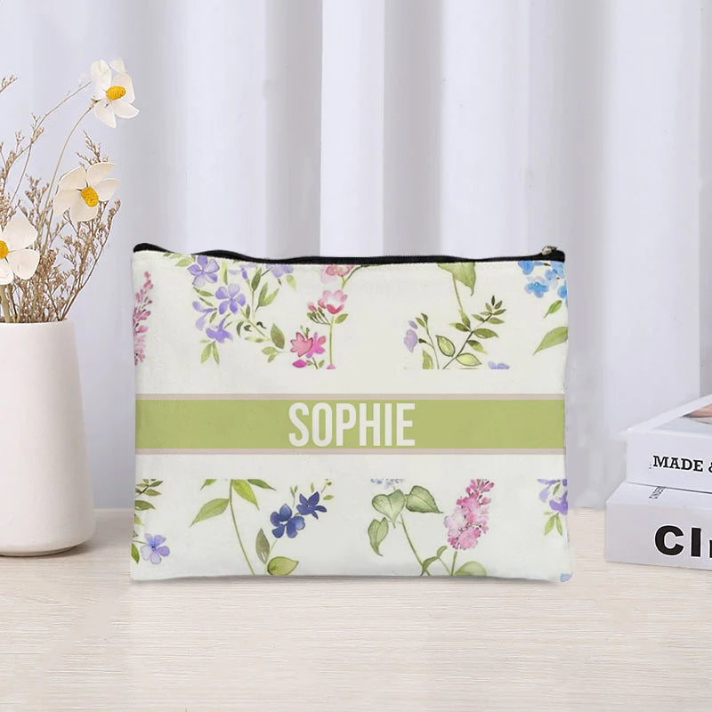Custom Makeup Bag Trendy Canvas Travel Cosmetic Organizer Luxury Wedding Bridesmaid Gift Purse Vintage Brand Side Bag for Ladies