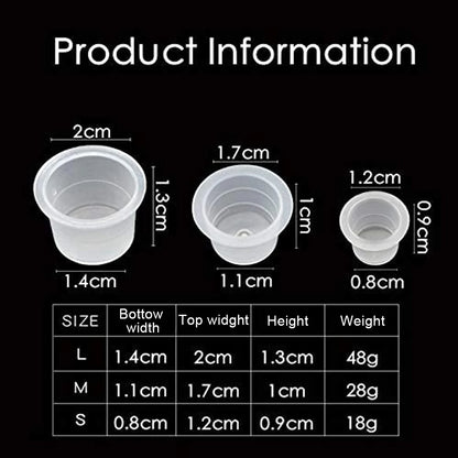 100pcs S/M/L Disposable Tattoo Ink Cups Plastic Pigment Clear Holder Container Caps Tattoo Permanent Makeup Microblading Supply