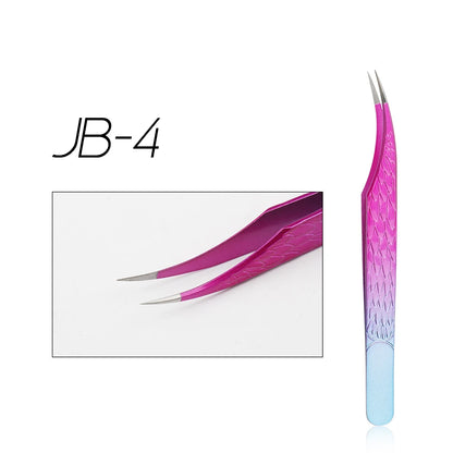 GEMERRY Tweezers for Eyelash Extension Colorful Stainless Steel Superhard Fiber Tips High Precision Anti-Static Makeup Tool