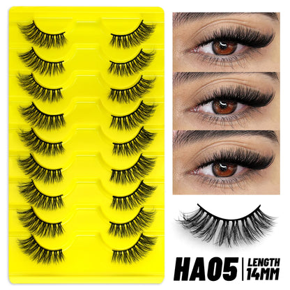 GROINNEYA Half Lashes 5/7/10 Pairs Half Lashes Soft Natural Cat Eye Lashes Makeup Tool Fake Eyelashes Extension Fluffy Faux Cils