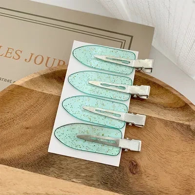 4Pcs Girls Leopard Seamless Hair Clip Set Women Acetate Sheet No Bend Bangs Clip Duckbill Clip Hairpins Makeup Hair Styling Tool