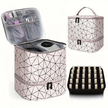 Cross-border explosion Double-layer storage Height cosmetic bag Large capacity portable toilet bag Cosmetic bag Nail polish stor