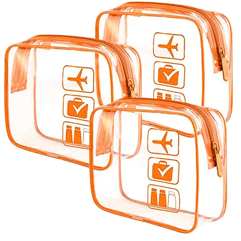 Clear Zippered Makeup Organizer Bag - Transparent Cosmetic Case For Travel & Bathroom Storage 