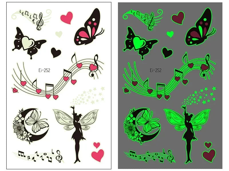 Fairy Butterfly Wings Shiny Tattoo Sticker Waterproof Eyes Face Hand Body Art Fake Tattoos Women Makeup Dance Music Festival