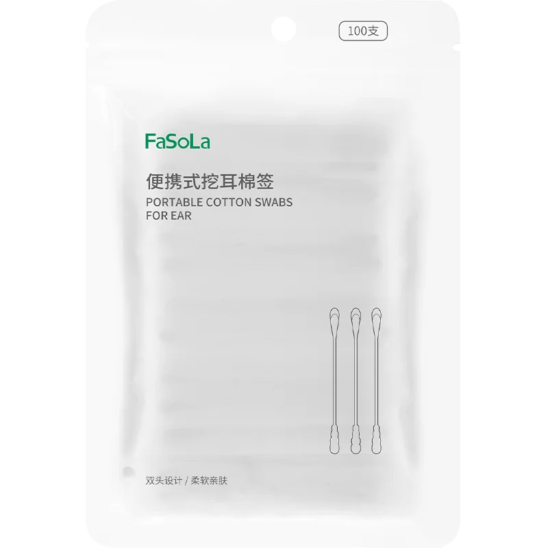 100PCS Black Double-Headed Cotton Swabs Disposable for Ear-Picking and Makeup Cleaning